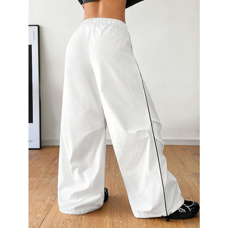 VEZFAA Damenmode, lässig, einfarbig, bedruckt, hohe Taille, Hosen, Hosen und Caprihosen