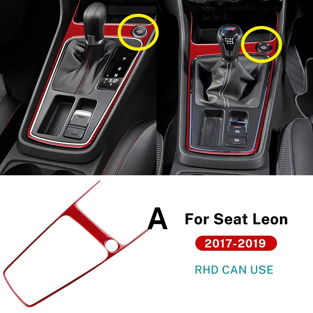 Real Soft Carbon Fiber Sticker For Seat Leon 2017 2018  LHD RHD Car Gear Shift Outer Frame Panel Trim Interior Accessories