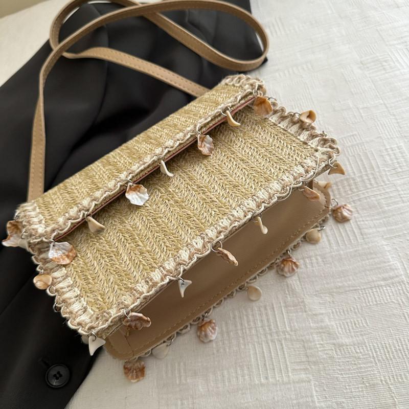 Woven Mini Crossbody Bag For Women Small Trendy Handbag With Inside Pocket For Casual Wear