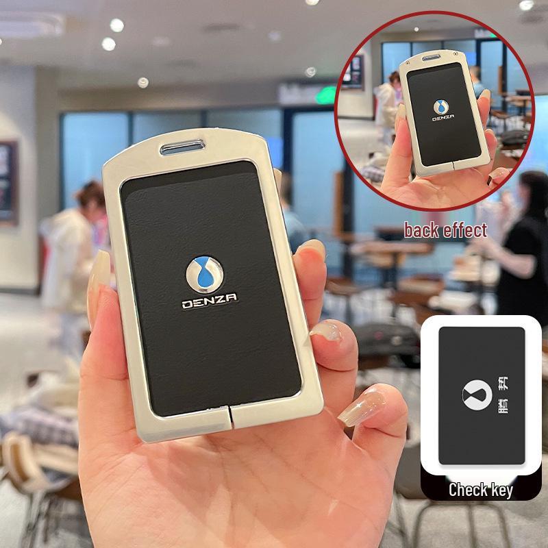 Denza D9 Key Fob Holder: NFC-Enabled Metal & Leather Card Holder for EV, Unisex with Buckle