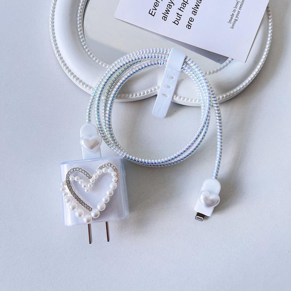 Flash Diamond Love Applies To Apple 14 Charger Protective Case iPhone13 Data Cable 20w Fast Charging Head 15Pro