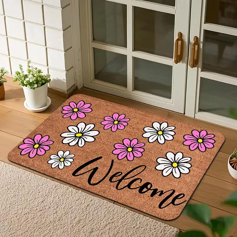 Happy Camper Print Door Mat Non Slip Floor Rug Vintage Wooden Camping Theme Entrance Carpet For Cabin Porch Campsite