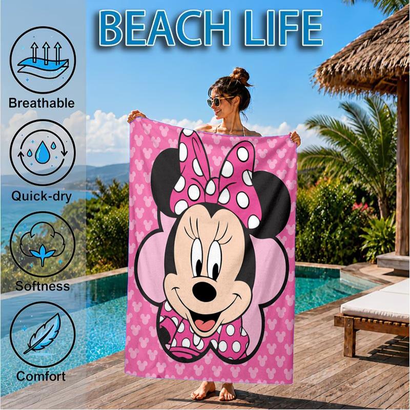 Pink Mouse Artwork Printed Microfiber Beach Towel, Soft And Absorbent, Quick-Dry, Ideal for Summer Travel, Beach Essential, Swimming Pool