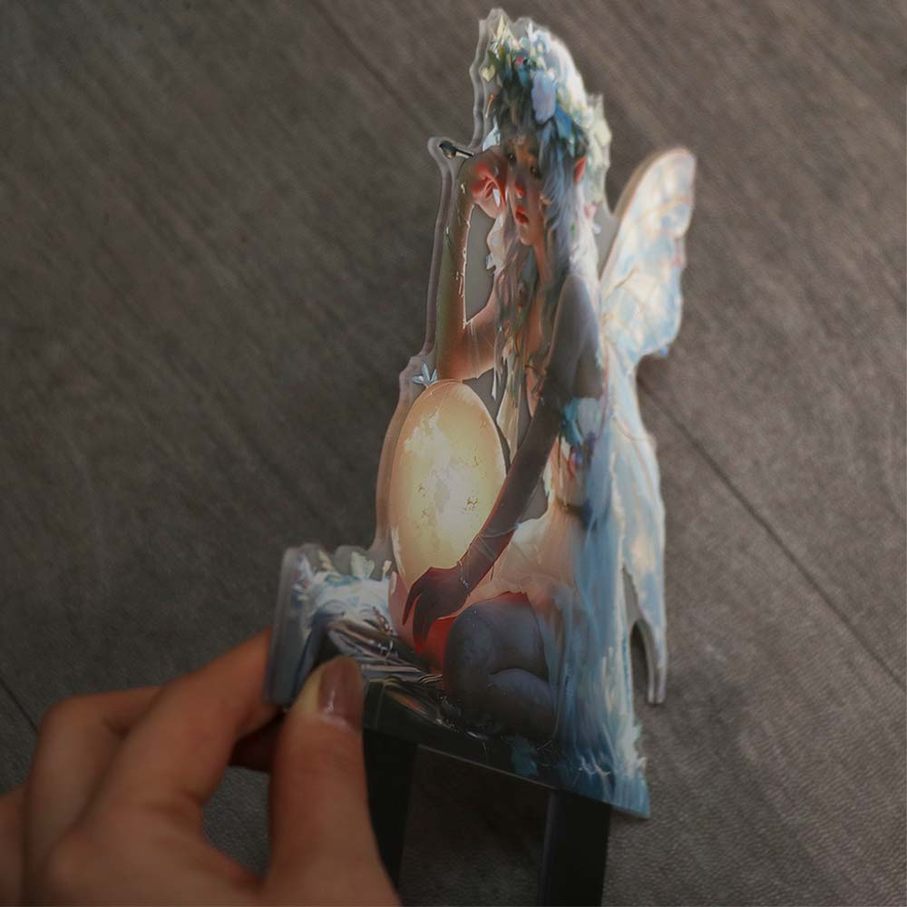 Acrylic Fairy Mini Figurine Catching Light Ball Design Creative Flower Fairy Statue Sculptures Multi Functional Waterproof