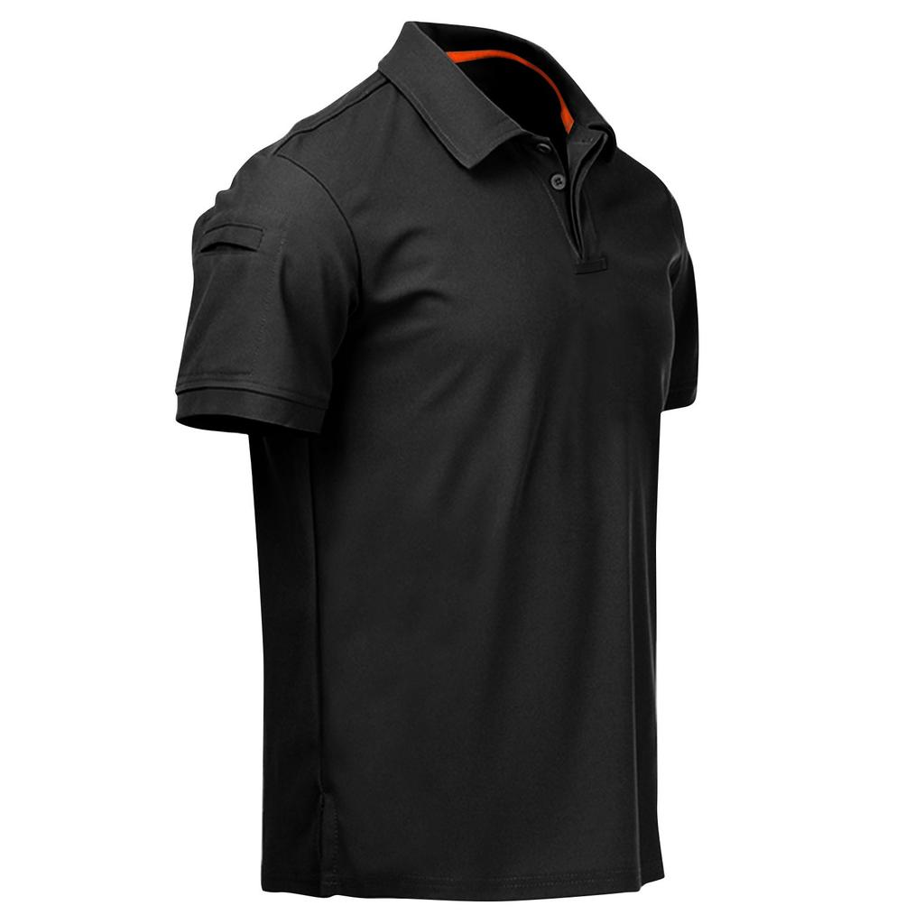 Men's Summer Solid Color Button Lapel Loose Short Sleeve Top