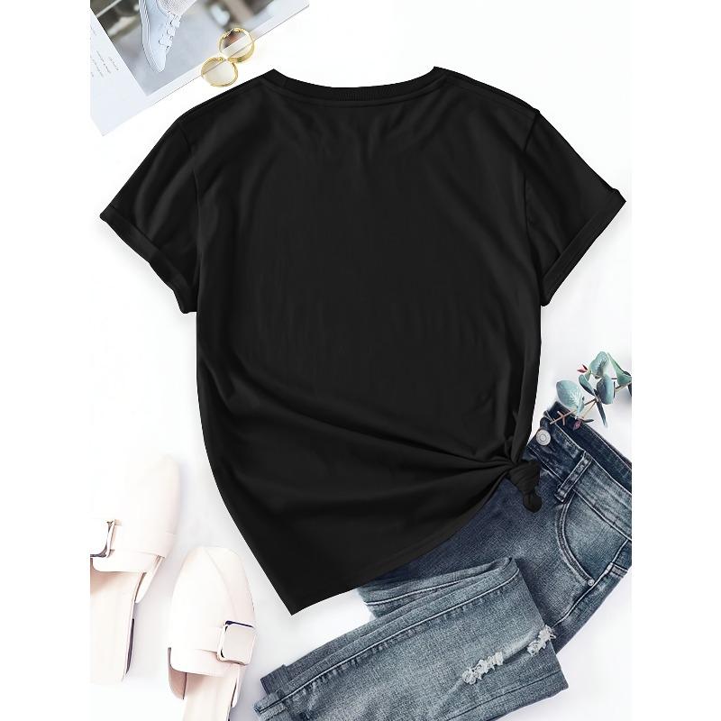 Tallas europeas para mujer;s   Camiseta Casual de Manga Corta con Estampado de Animales Mariposa y Libélula, Cuello Redondo