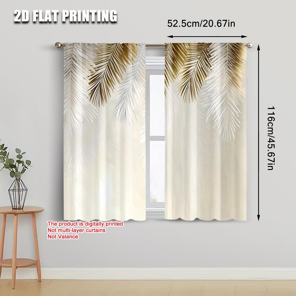 2 Stück 2D-Ebene Druck Vorhänge Rollos Gelbes Feder Muster Vielseitiger Stoff (ohne Stange) Heimdekoration für die Küche
