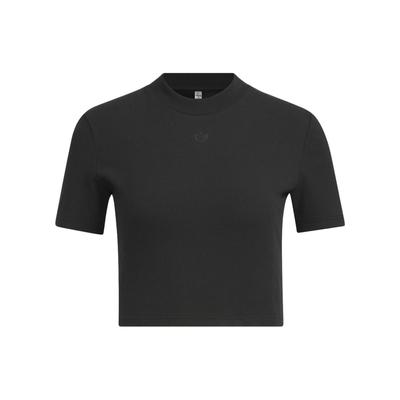 Originals Adiclub Crop Top with Logo Embroidery, Ribbed Knit, Round Neck, Short Sleeve Women Tops Black IP1788