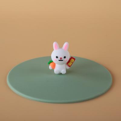 Sandblasted Silicone Cup Lid, Water Cup Cover Accessory, Round Cartoon-shaped Cookie Figurine, Glass Ceramic Dust-proof, Home Use