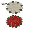 Christmas Table Placemats for Dining Floral Leaf Placemat Table, Decorative Polyester Fabric Round Mats Home with Festive Leaves Design Party