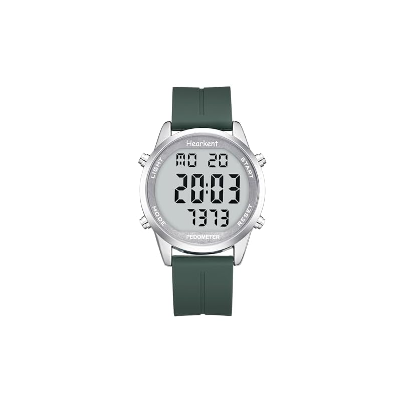 Hearkent Pedometer Waterproof Watch with Built-in Time, Step Count, Mileage, EL Backlight, Digital LCD Display with Alarm Function, Classic Design,