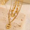 Stainless steel necklace Pearl three-layer light luxury necklace does not fade female pig nose pendant Titanium steel necklace temperament jewelry