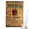 Poster da Parete in Metallo Quattro Rose Bourbon Whiskey Vintage Decorazione Bar Pub