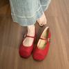 Sheepskin version 2025 autumn French Mary Jane shoes women's headbuckle strap flat ballet shoes women's single shoes