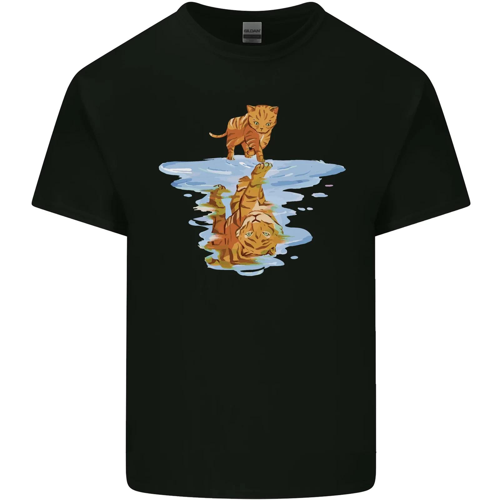 Funny Tiger Cat Reflection Kids T-Shirt Childrens M