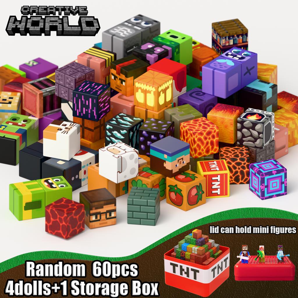 Magnetic Building Blocks Mine World Magnet Lava Dark Cave Midnight Bear Brick Cube Education Sensory Halloween Toy Children Gift