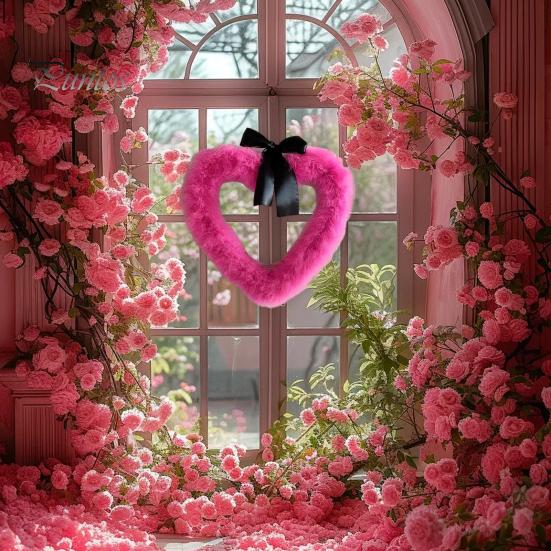 Doorway Valentine's Banner Day Heart Garland Door Festive Party Decor for Indoor Outdoor Wreath Wall Window Plastic Decoration Romantic Celebration