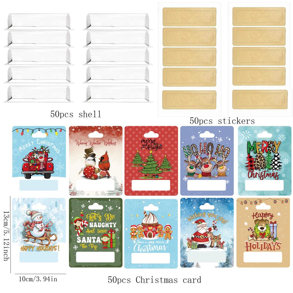 Christmas Money Holder Ornaments for Gifting Cash Unique Designs of Money Gift Card with Plastic Cover and Adhesive for Christma