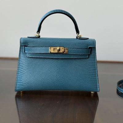 2025 New 19cm Second-generation Kelli Bag Lizard Pattern Cowhide Genuine Leather Single-shoulder Cross-slung Handbag Small Square Women