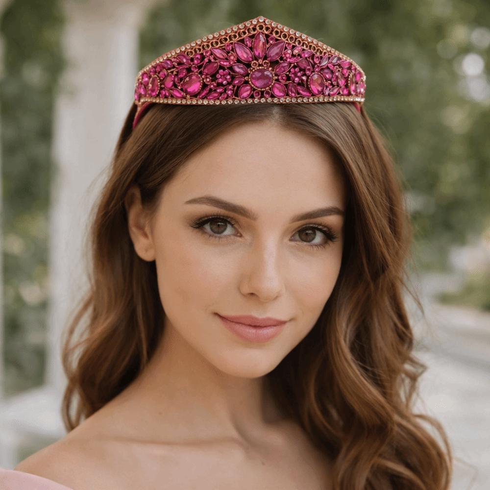 Bonbonfarbe Damen Haarreif Glänzendes Barock-Kopfschmuck Bling Bling Strass-Haarreif Hochzeit