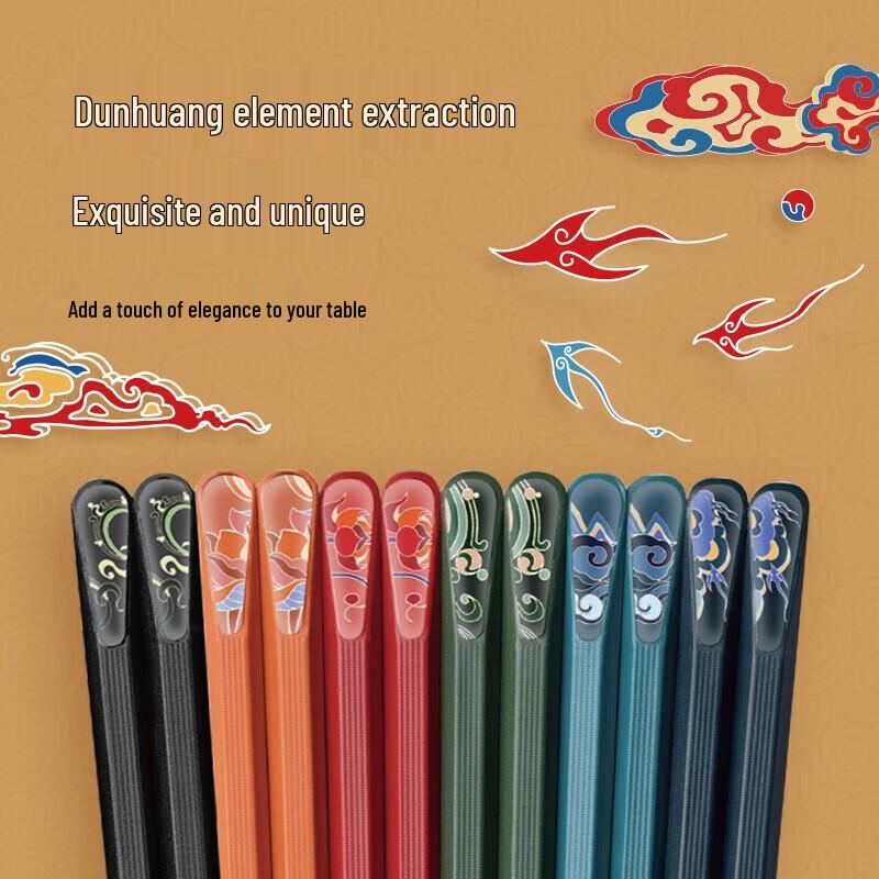SUPOR Dunhuang Series Non-slip Heat-Resistant Alloy Chopsticks, 10 Pairs