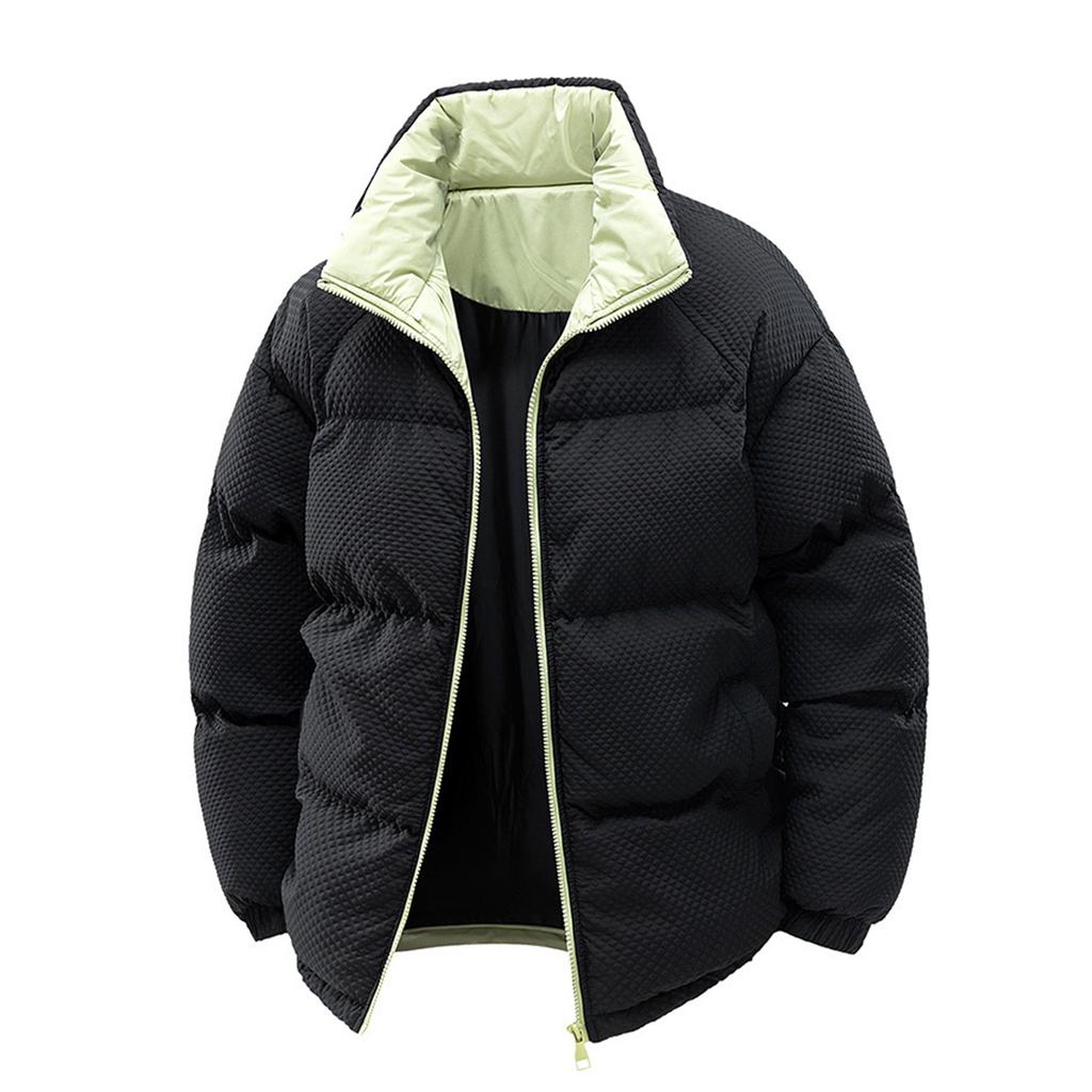 Men's Stand Collar Solid Color Jacket Plus Velvet Thickened Couple Casual Comfortable Cotton Jacket