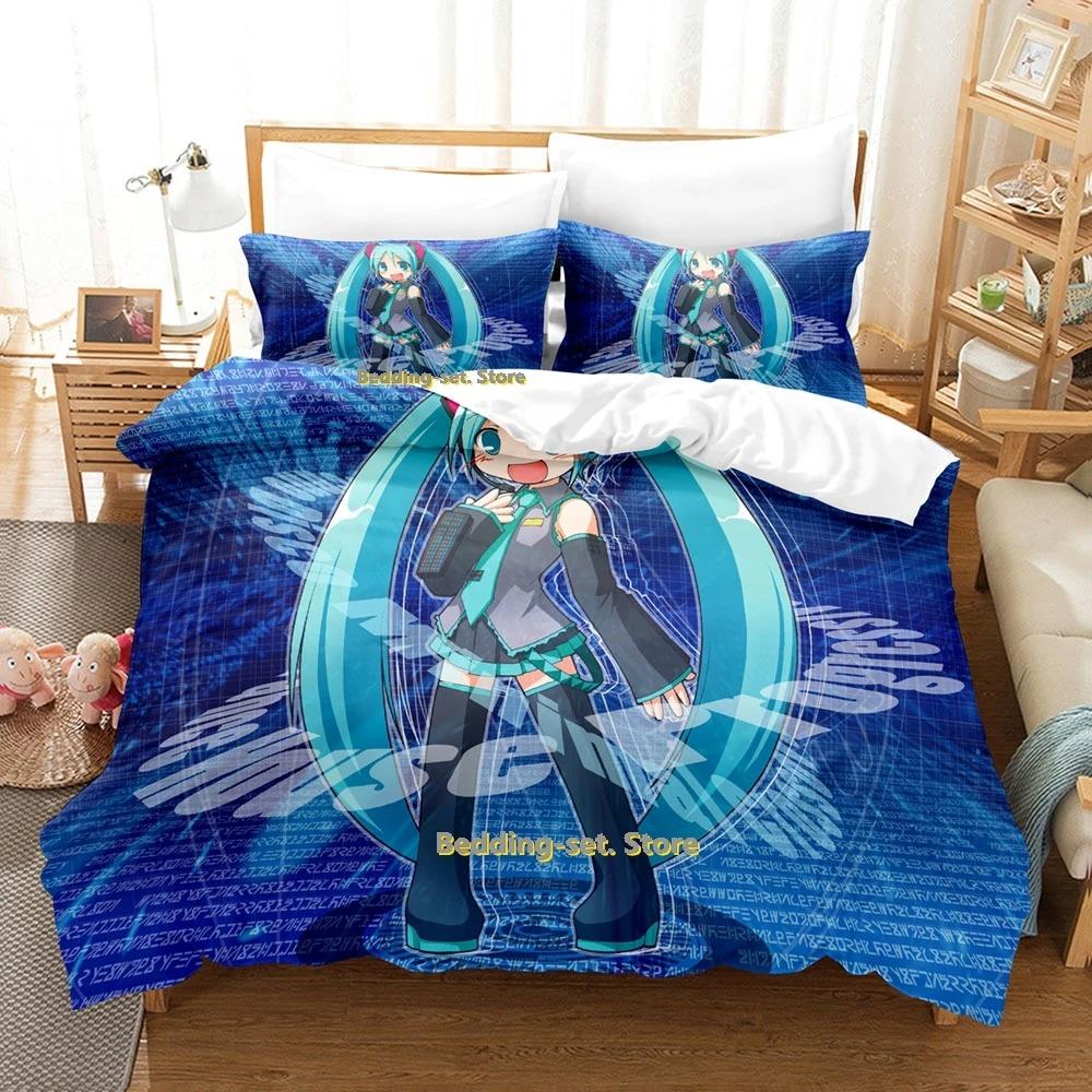 Elegant Classic Single Twin Full Queen King Vocaloid Size Bed Adult Kid Bedroom Duvetcover Sets 3D Anime Quilt