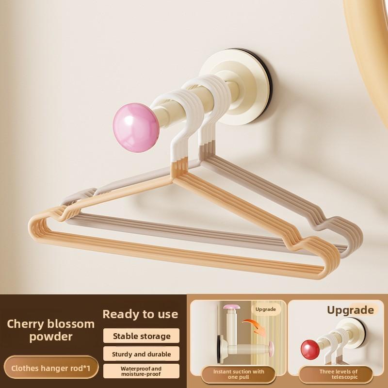 Plastic Suction Cup Wall Mount Organizer With Telescopic For Bathroom And Bedroom Storage