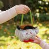 Atmospheric Photo Props Halloween Candy Bags for Kids, Trick or Treat Handbag with Handle, Spooky Cute Cartoon Pattern Witch Ghost Black Cat