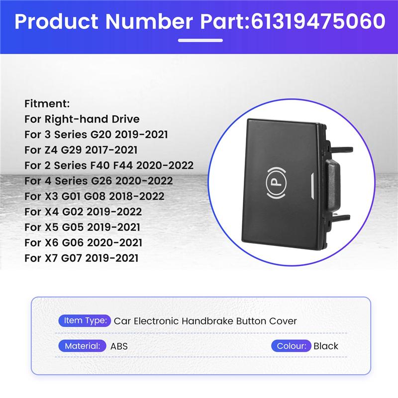 Leistungsstarke Elektronische Handbremse Knopfabdeckung für die Mittelkonsole von Autos 61319475060 Für BMW 2er 3er 4er Serie X3 X4 X5 X6 X7 Z4 G20 G01 G02