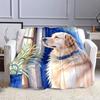 Golden Retriever by the Window Patterned flannel blanket perfect for the bedroom living room, sofa, or a little nap