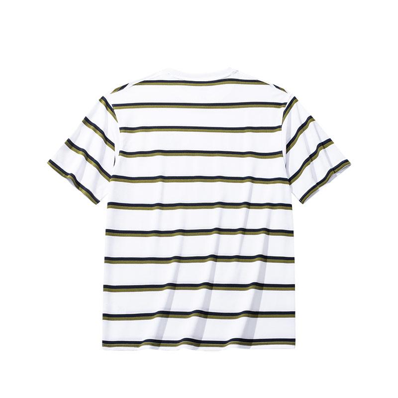 Anta Comfortable Breathable Striped Round Neck Versatile Short Sleeve T-Shirt Men Tops Snow-White 152528128-1