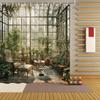 ~O~Polyester Garden Shower Curtain - Outdoor Scenery, Floral Plant Design, Includes Hooks, Bathroom Decor