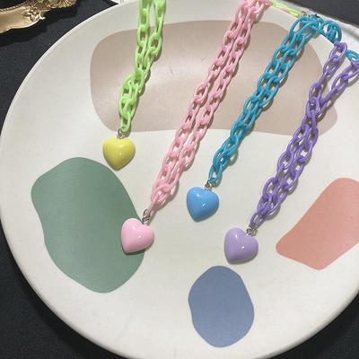 Korean Style Lady Cute Purple Cool Nightclub Girl Pink Heart Fairy Sexy Personality Candy Necklace