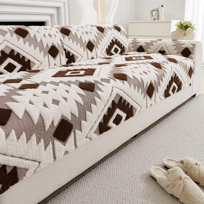 Чехол на диван в скандинавском стиле, плюшевые чехлы на диван с геометрическим принтом, нескользящие подушки для дивана, защита от царапин домашних животных, диванное полотенце для гостиной 1pc 30x50 pillowcase