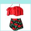 Damen Blumen High Waist Bikini Set Stilvolle Bademode Gepolstert Übergröße Badeanzug