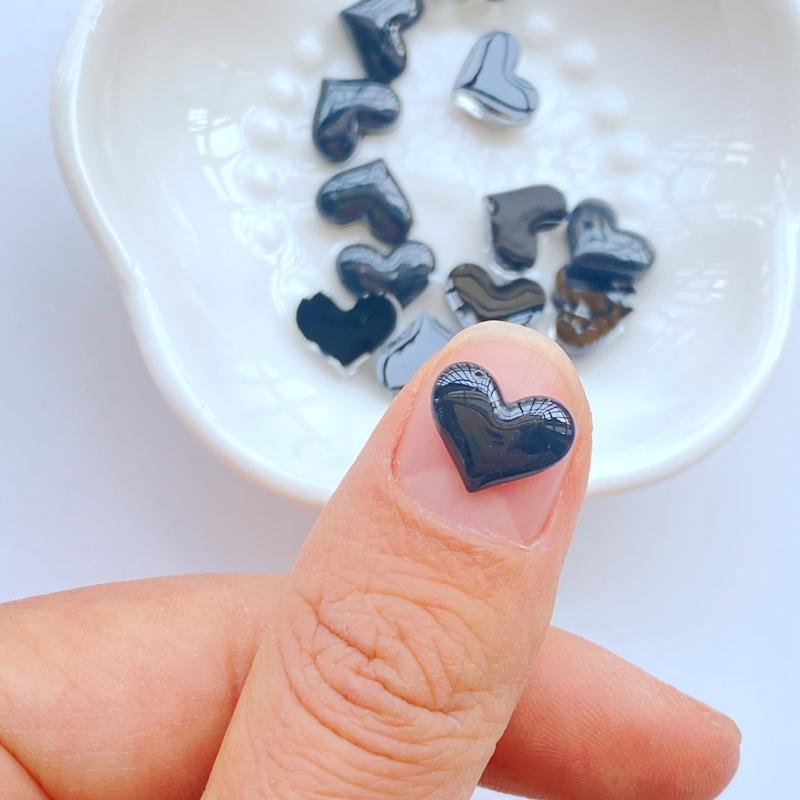 50Pcs New Cute Mini 8*9mm Bright Heart Flat Back Resin Scrapbooking DIY Jewelry Craft Decoration Accessories
