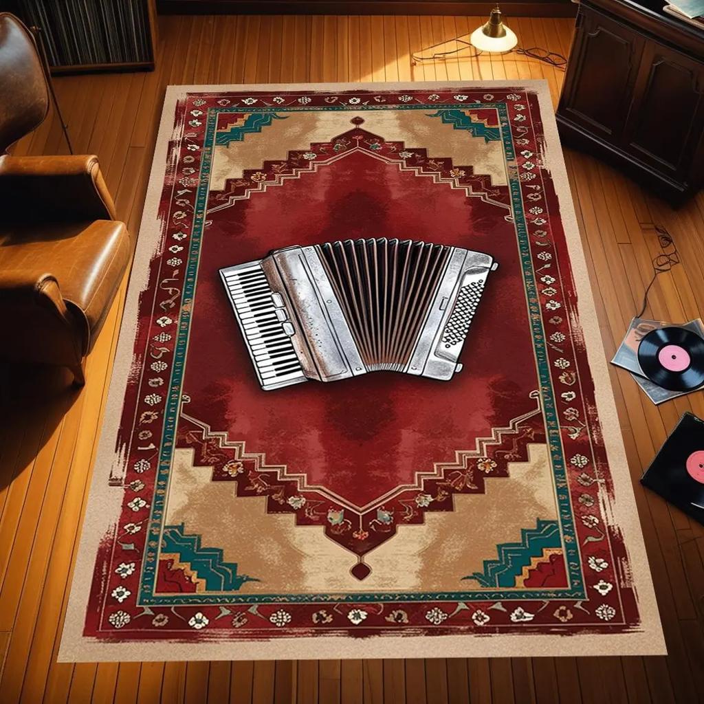 Vintgae Guitar Print Area Rugs Non-Slip Carpets for Home Living Room Kitchen Bedroom Rug Machine Washable Floor Mat