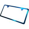 Silicone Back Guard Two Holes Slim License Plate Frame Combo Blue Mirror Chrome Electroplating Universal Fit Aluminum Screw On Cap Cover, T304