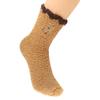Solid Color Embroidery Bear Girls Mid-tube Socks Female Hosiery Coral Fleece Socks Cute Floor Socks