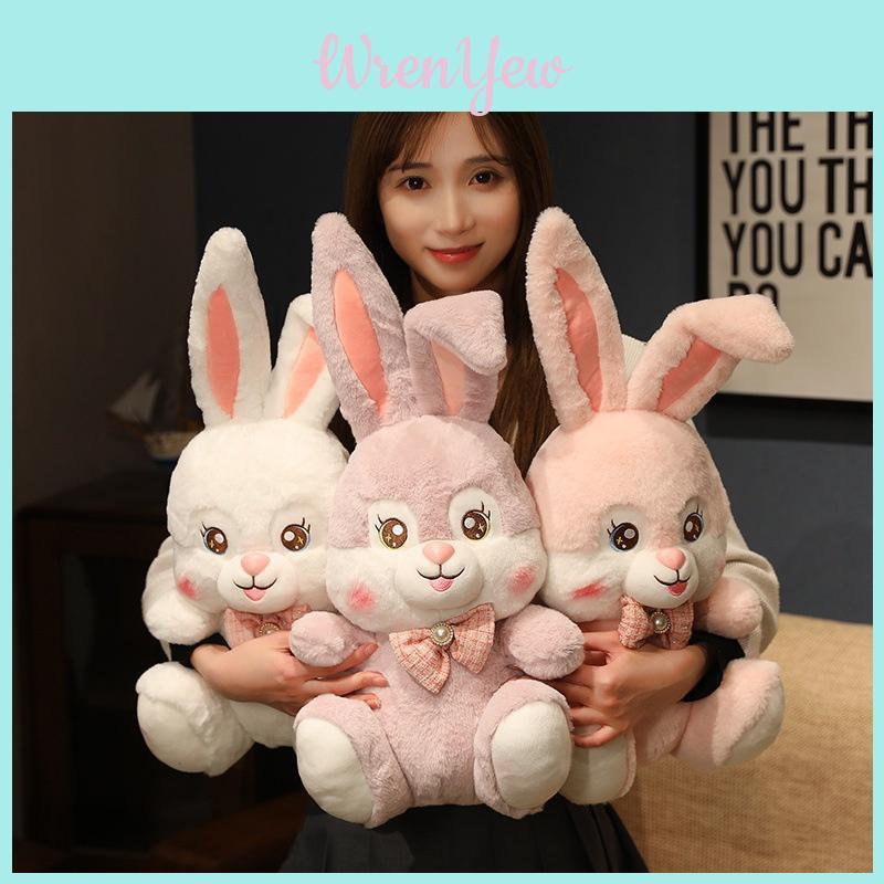 Rabbit Doll With Three-colored Necktie Soft And Cuddly