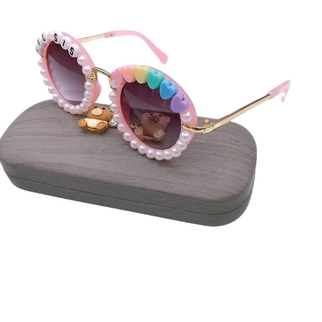 Fashion Children'S Sunglasses Diy Pearl Cute Boys And Girls Concave Dance Glasses Sunscreen Sunglasses Tide