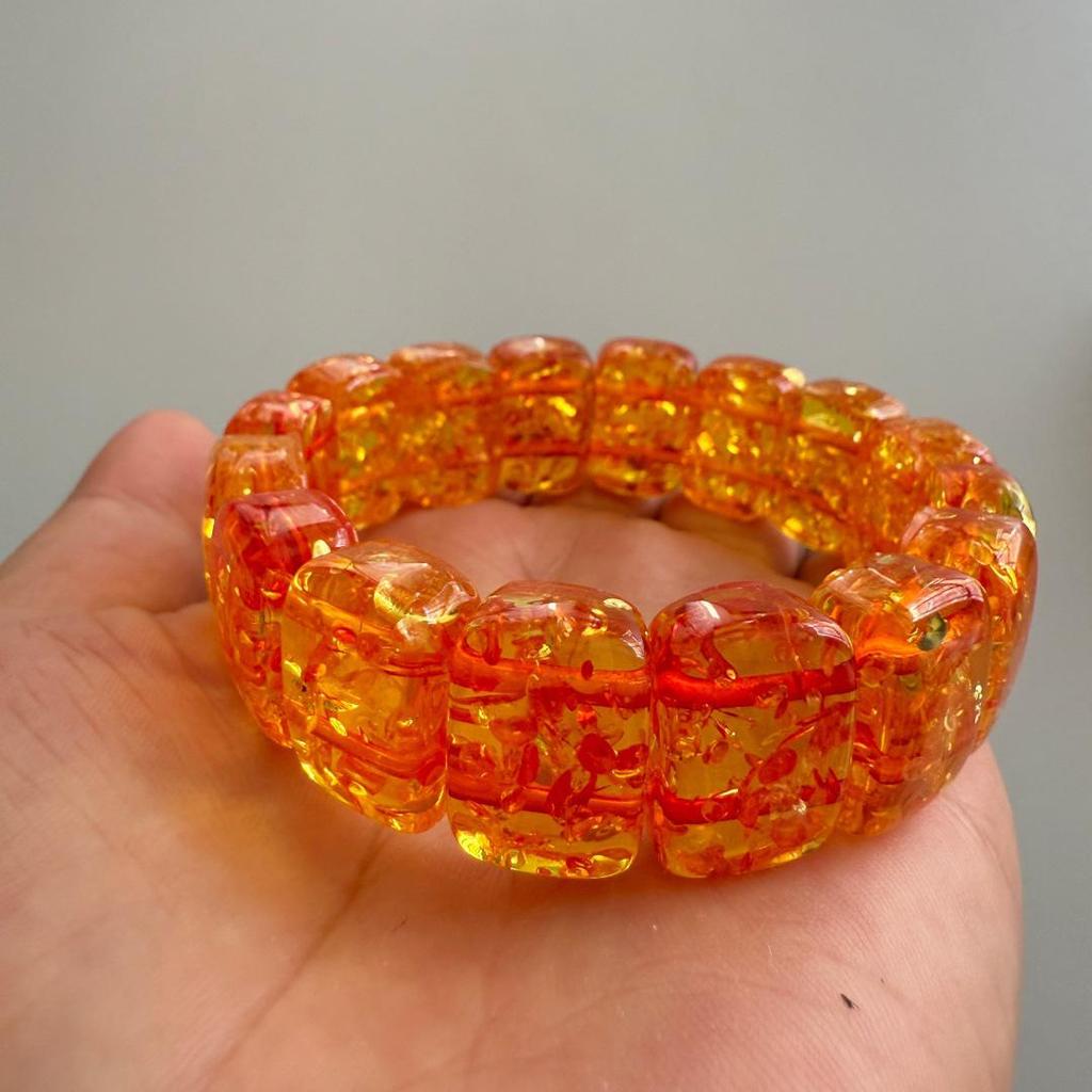 Second Gen Amber & White Flower Beeswax Fluorescent Bracelet Gift