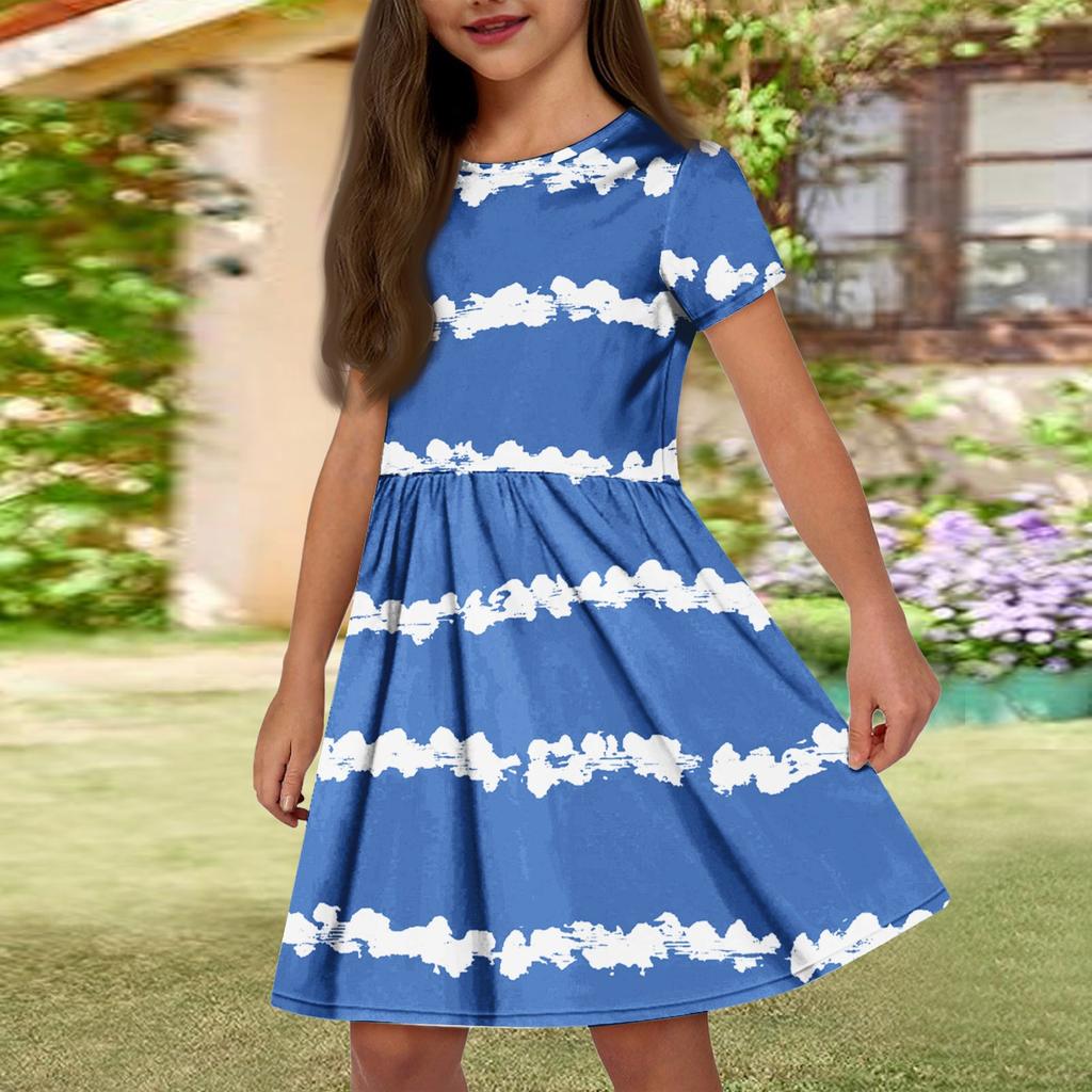 Rochie de vară pentru fete Rochie fără mâneci cu buzunar, culoare uni și cu imprimeu Rochie casual cu mâneci scurte, pentru petrecere