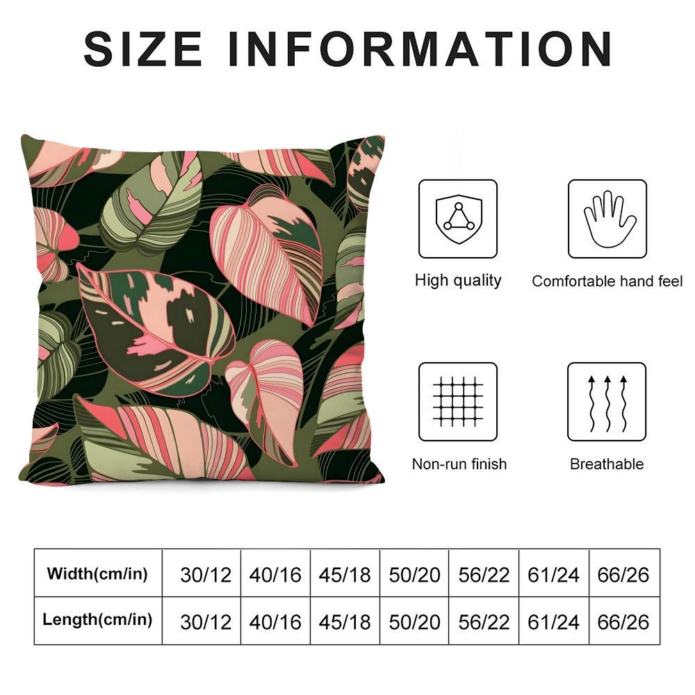 Leaves Cushion Cover Pillowcase Ultra Soft Skin Friendly Fabric Cloud Like Comfort & Concealed Zipper