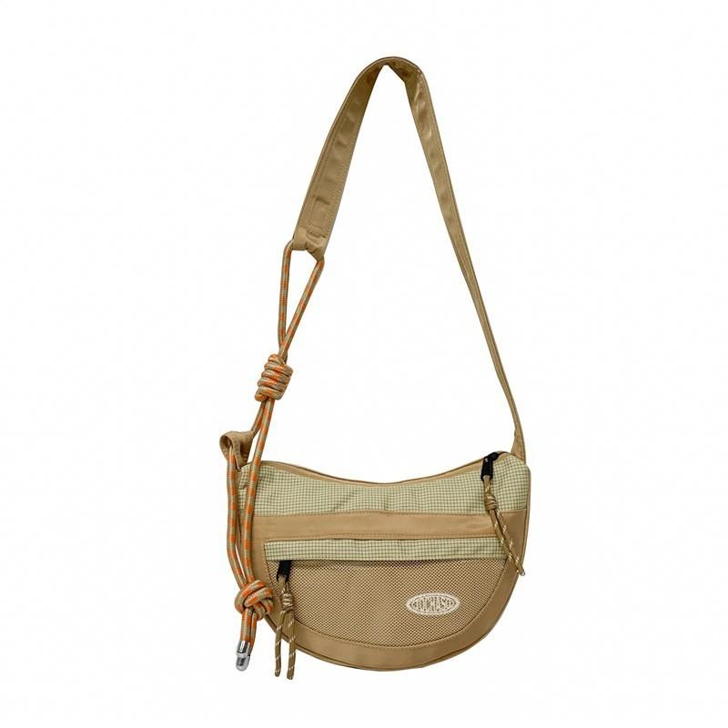 Square Grid Drawstring Childrens Shoulder Bag With Adjustable Strap Shoulder