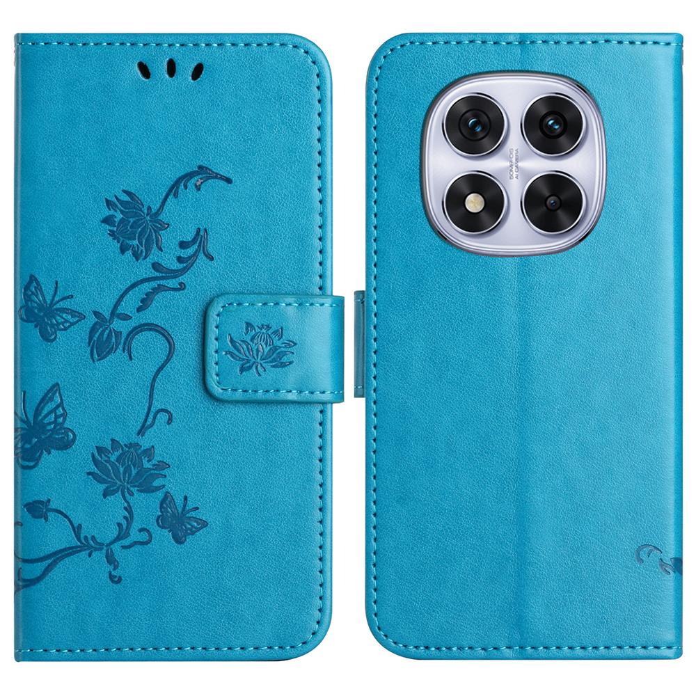 For Xiaomi Redmi Note 14 Pro+ 5G/Note 14 Pro 5G/Poco X7 5G Case Wallet Stand Imprinted Butterfly Flower PU Leather Phone Cover