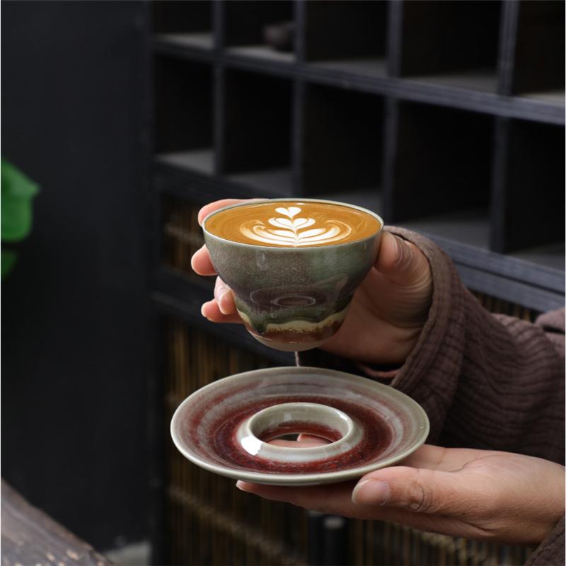Retro Ceramic Cup Small Capacity Coffee Cup And Saucer Set Creative Cup Japanese Coarse Pottery Cup