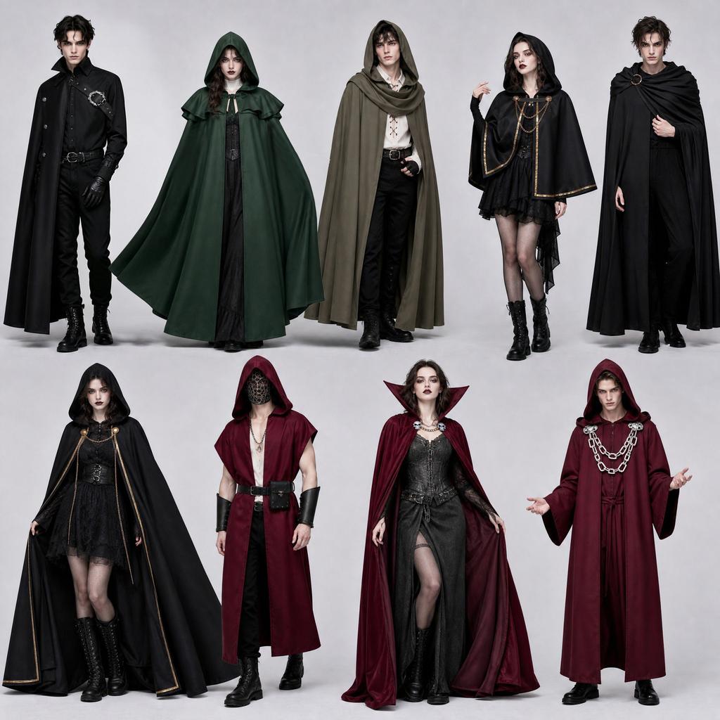 Halloween Dark Chain Hooded Men's Polyester Echo Cape Medieval Role-Playing Party Cosplay Cloak