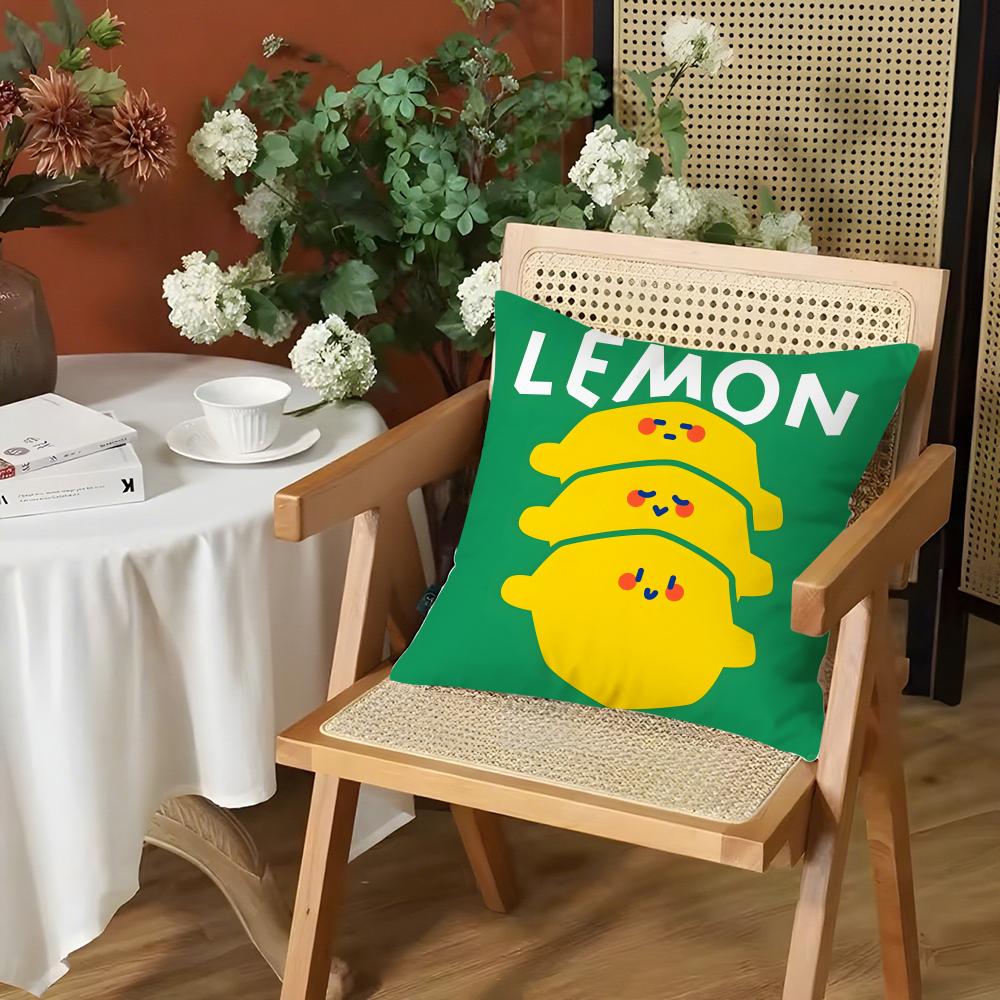 Cute Anime Fruit Cushion Cover Silky Short Plush Invisible Zipper Dustproof Sofa Pillow Case for Home Decor